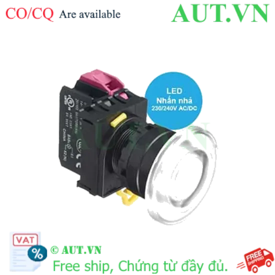 Ảnh của Nút nhấn nhả có đèn IDEC YW1L-M4E01QM3W 220VAC D22 1NC (Trắng)