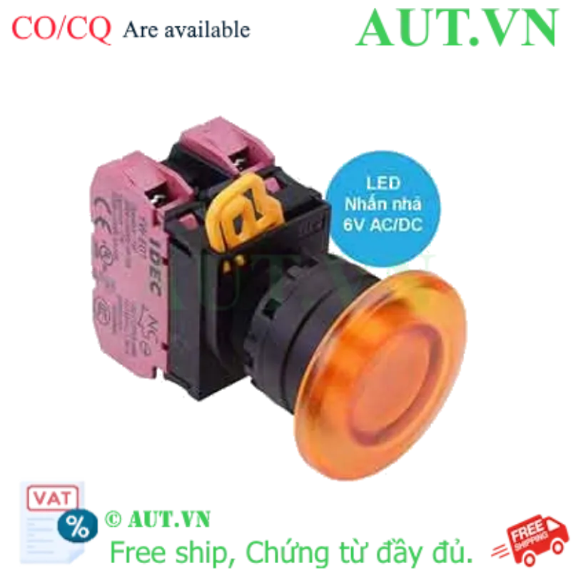 Ảnh của Nút nhấn nhả có đèn IDEC YW1L-M4E02Q2A 6VAC/DC D22 2NC (Hổ phách)