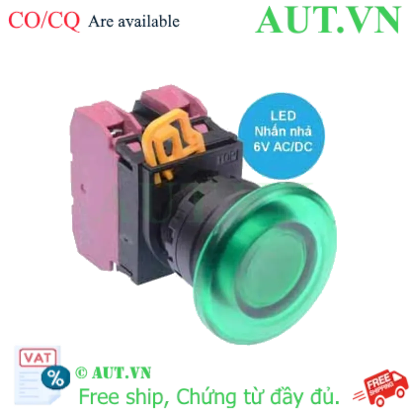 Ảnh của Nút nhấn nhả có đèn IDEC YW1L-M4E02Q2G 6VAC/DC D22 2NC (Xanh)