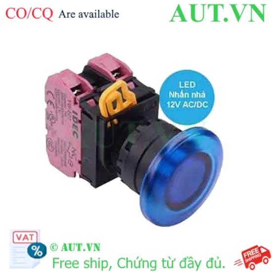 Ảnh của Nút nhấn nhả có đèn IDEC YW1L-M4E02Q3S 12VAC/DC D22 2NC (Xanh)