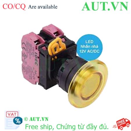 Ảnh của Nút nhấn nhả có đèn IDEC YW1L-M4E02Q3Y 12VAC/DC D22 2NC (Vàng)