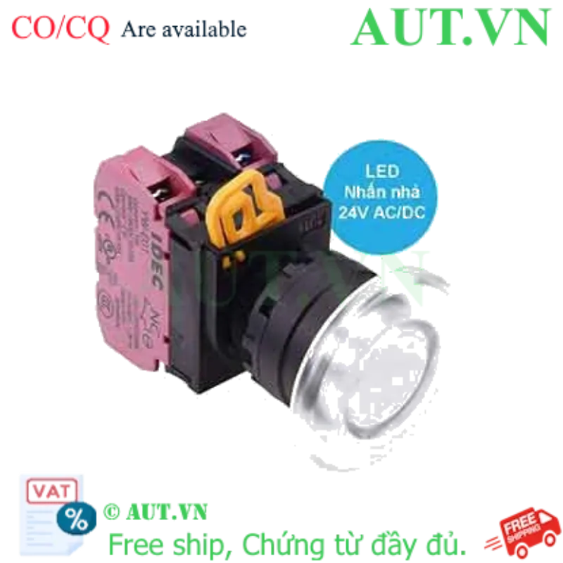 Ảnh của Nút nhấn nhả có đèn IDEC YW1L-M4E02Q4PW 24VAC/DC D22 2NC (Trắng)