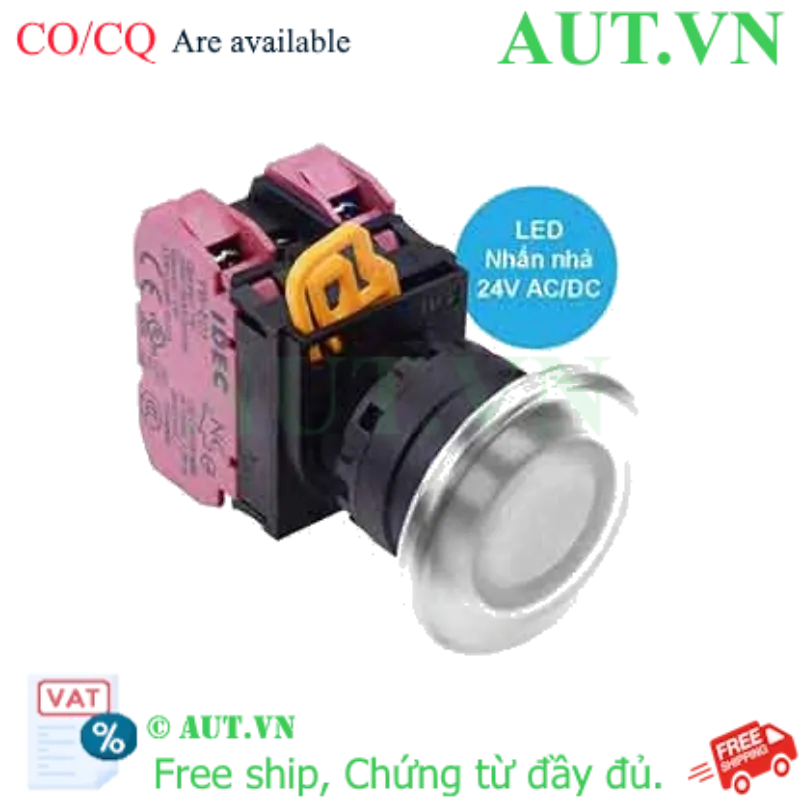 Ảnh của Nút nhấn nhả có đèn IDEC YW1L-M4E02Q4W 24VAC/DC D22 2NC (Trắng)