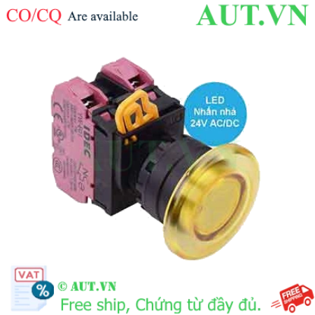 Ảnh của Nút nhấn nhả có đèn IDEC YW1L-M4E02Q4Y 24VAC/DC D22 2NC (Vàng)
