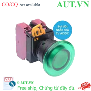 Ảnh của Nút nhấn nhả có đèn IDEC YW1L-M4E02Q5G 6VAC/DC D22 2NC (Xanh)