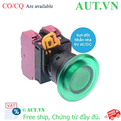 Ảnh của Nút nhấn nhả có đèn IDEC YW1L-M4E02Q5G 6VAC/DC D22 2NC (Xanh)