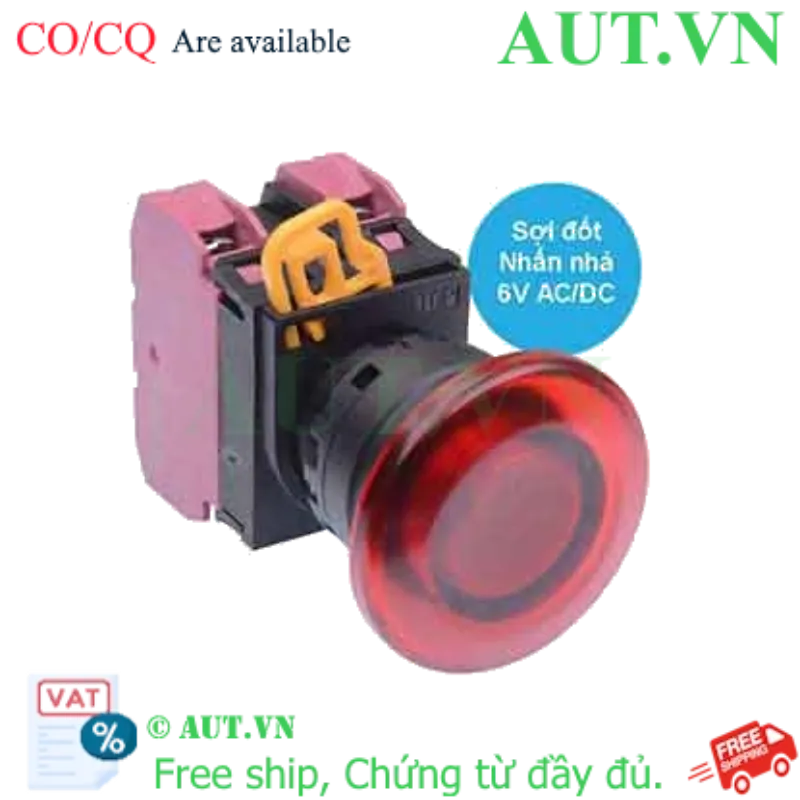 Ảnh của Nút nhấn nhả có đèn IDEC YW1L-M4E02Q5R 6VAC/DC D22 2NC (Đỏ)