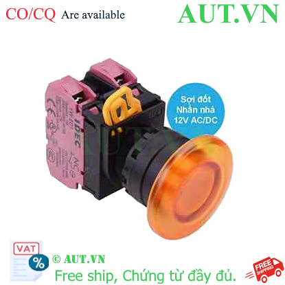 Ảnh của Nút nhấn nhả có đèn IDEC YW1L-M4E02Q6A 12VAC/DC D22 2NC (Hổ phách)