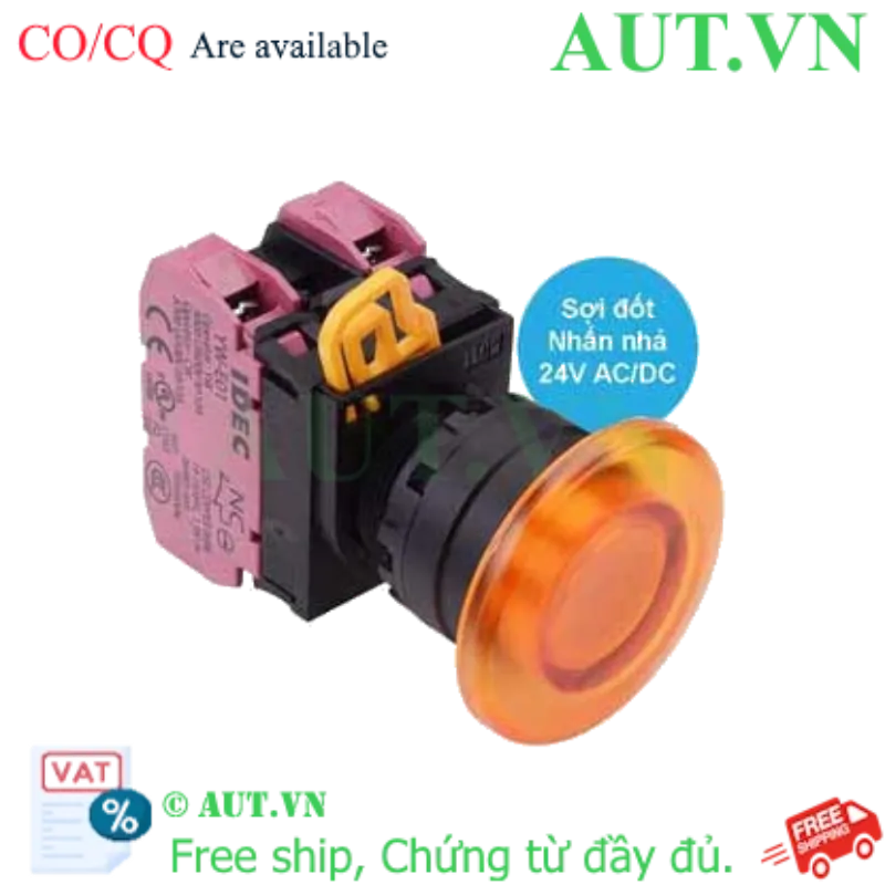 Ảnh của Nút nhấn nhả có đèn IDEC YW1L-M4E02Q7A 24VAC/DC D22 2NC (Hổ phách)