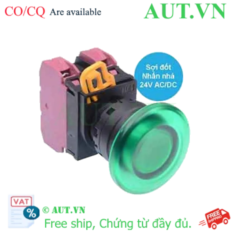 Ảnh của Nút nhấn nhả có đèn IDEC YW1L-M4E02Q7G 24VAC/DC D22 2NC (Xanh)