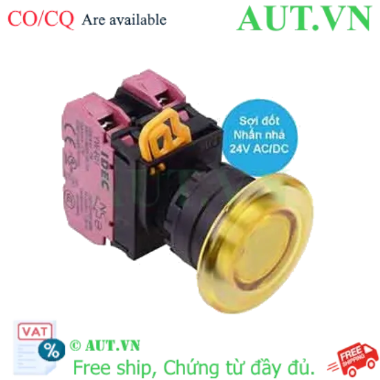 Ảnh của Nút nhấn nhả có đèn IDEC YW1L-M4E02Q7Y 24VAC/DC D22 2NC (Vàng)