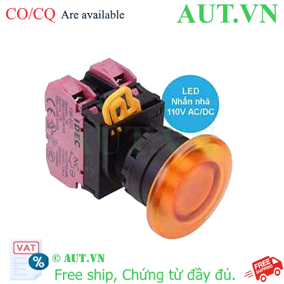 Ảnh của Nút nhấn nhả có đèn IDEC YW1L-M4E02QHA 110VAC D22 2NC (Hổ phách)