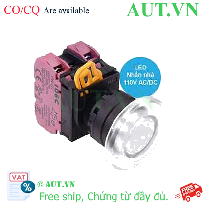 Ảnh của Nút nhấn nhả có đèn IDEC YW1L-M4E02QHPW 110VAC D22 2NC (Trắng)