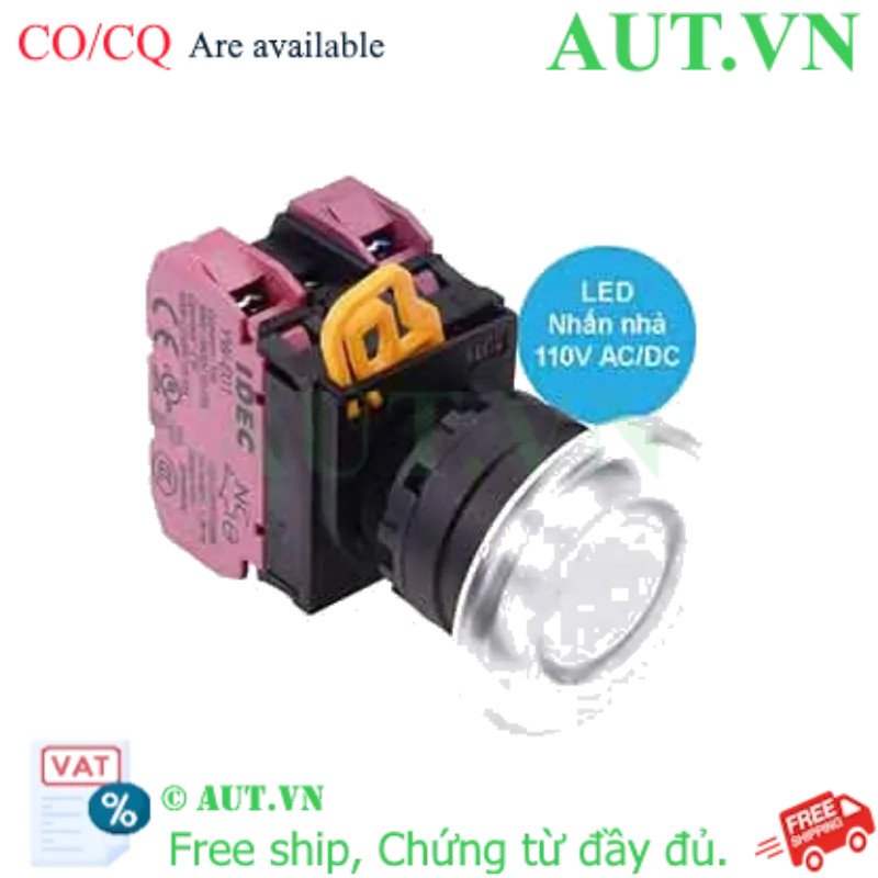 Ảnh của Nút nhấn nhả có đèn IDEC YW1L-M4E02QHPW 110VAC D22 2NC (Trắng)