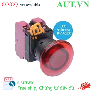 Ảnh của Nút nhấn nhả có đèn IDEC YW1L-M4E02QHR 110VAC D22 2NC (Đỏ)