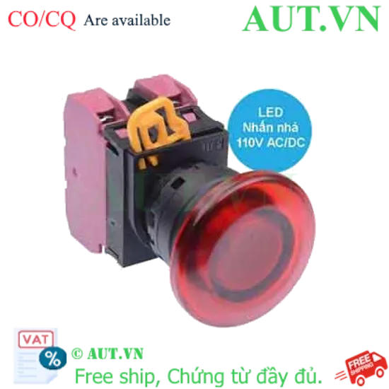 Ảnh của Nút nhấn nhả có đèn IDEC YW1L-M4E02QHR 110VAC D22 2NC (Đỏ)
