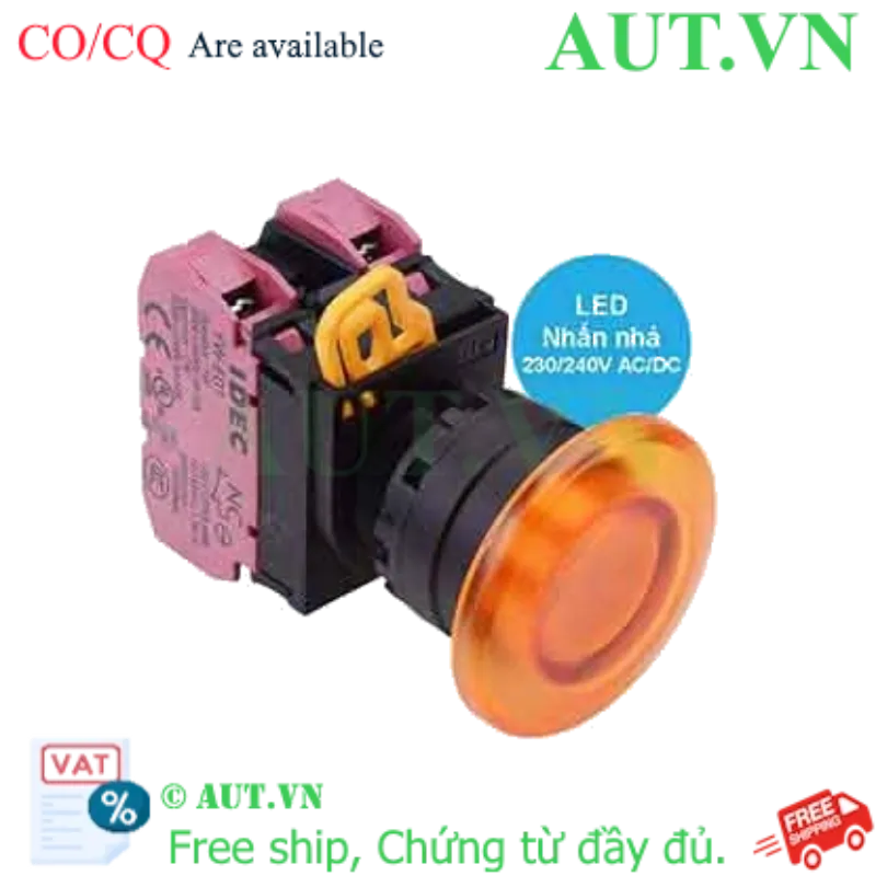 Ảnh của Nút nhấn nhả có đèn IDEC YW1L-M4E02QM3A 220VAC D22 2NC (Hổ phách)