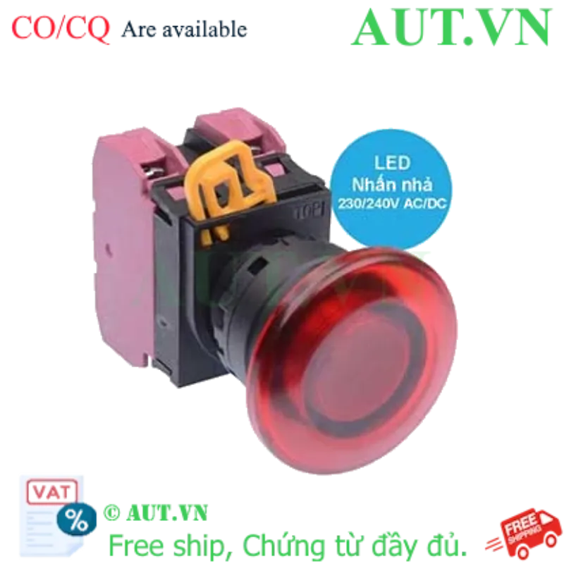 Ảnh của Nút nhấn nhả có đèn IDEC YW1L-M4E02QM3R 220VAC D22 2NC (Đỏ)