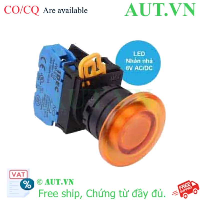 Ảnh của Nút nhấn nhả có đèn IDEC YW1L-M4E10Q2A 6VAC/DC D22 1NO (Hổ phách)