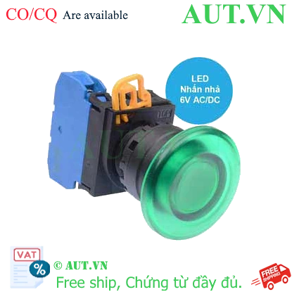 Ảnh của Nút nhấn nhả có đèn IDEC YW1L-M4E10Q2G 6VAC/DC D22 1NO (Xanh)