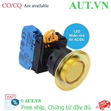 Ảnh của Nút nhấn nhả có đèn IDEC YW1L-M4E10Q2Y 6VAC/DC D22 1NO (Vàng)