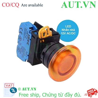 Ảnh của Nút nhấn nhả có đèn IDEC YW1L-M4E10Q3A 12VAC/DC D22 1NO (Hổ phách)