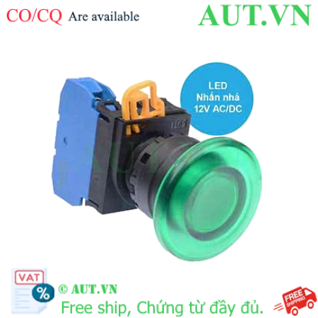 Ảnh của Nút nhấn nhả có đèn IDEC YW1L-M4E10Q3G 12VAC/DC D22 1NO (Xanh)