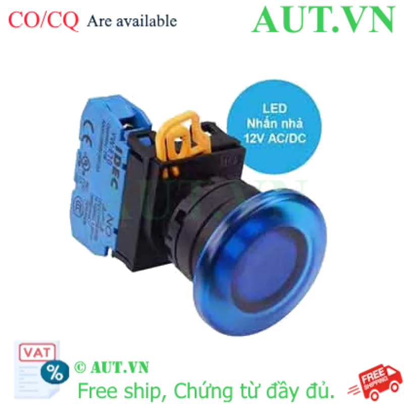 Ảnh của Nút nhấn nhả có đèn IDEC YW1L-M4E10Q3S 12VAC/DC D22 1NO (Xanh)