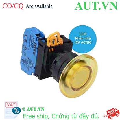 Ảnh của Nút nhấn nhả có đèn IDEC YW1L-M4E10Q3Y 12VAC/DC D22 1NO (Vàng)