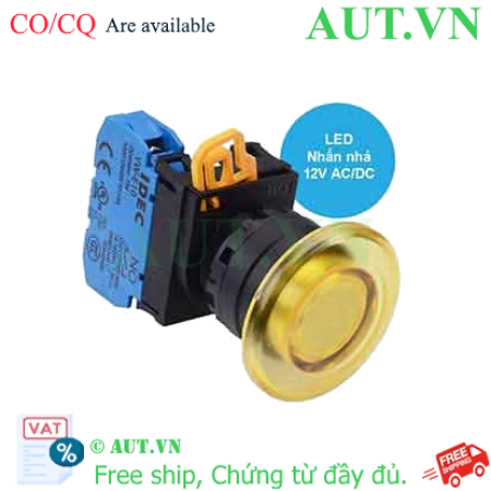 Ảnh của Nút nhấn nhả có đèn IDEC YW1L-M4E10Q3Y 12VAC/DC D22 1NO (Vàng)