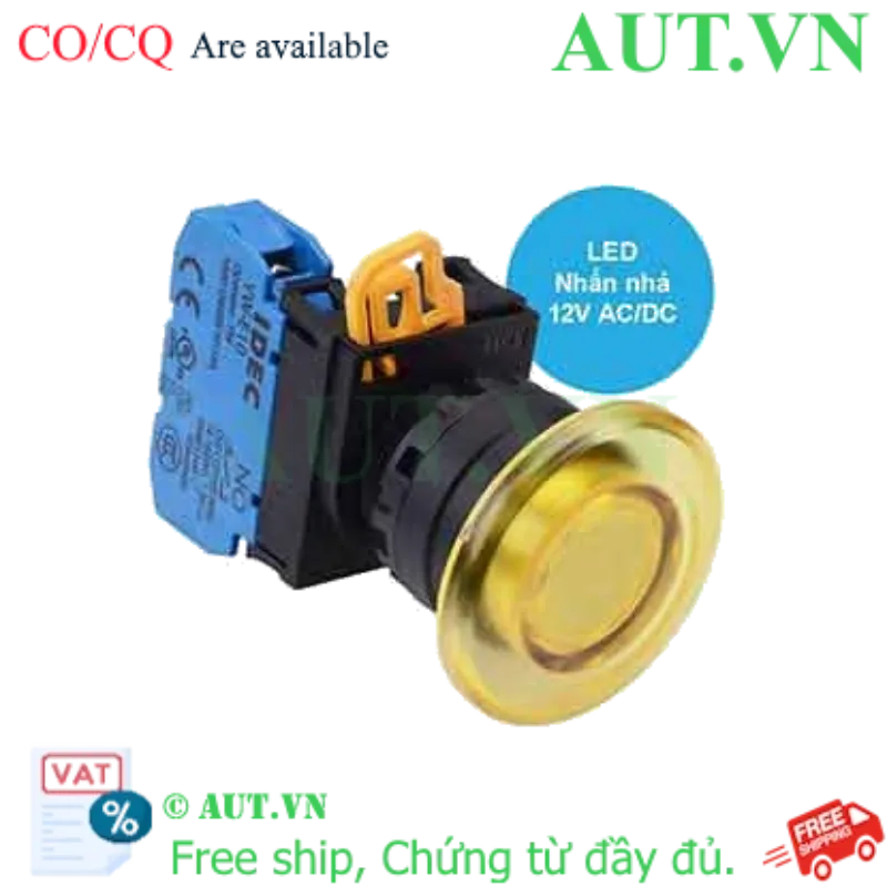 Ảnh của Nút nhấn nhả có đèn IDEC YW1L-M4E10Q3Y 12VAC/DC D22 1NO (Vàng)