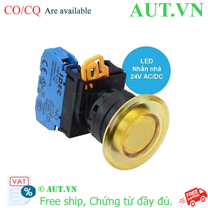 Ảnh của Nút nhấn nhả có đèn IDEC YW1L-M4E10Q4Y 24VAC/DC D22 1NO (Vàng)