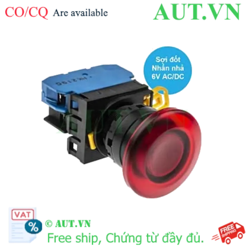 Ảnh của Nút nhấn nhả có đèn IDEC YW1L-M4E10Q5R 6VAC/DC D22 1NO (Đỏ)