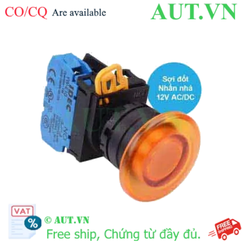 Ảnh của Nút nhấn nhả có đèn IDEC YW1L-M4E10Q6A 12VAC/DC D22 1NO (Hổ phách)