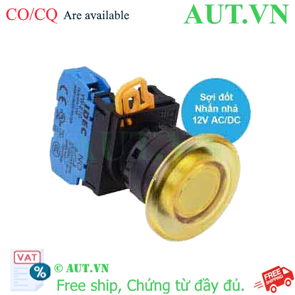 Ảnh của Nút nhấn nhả có đèn IDEC YW1L-M4E10Q6Y 12VAC/DC D22 1NO (Vàng)