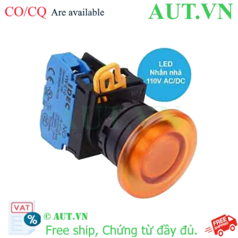 Ảnh của Nút nhấn nhả có đèn IDEC YW1L-M4E10QHA 110VAC D22 1NO (Hổ phách)