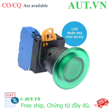 Ảnh của Nút nhấn nhả có đèn IDEC YW1L-M4E10QHG 110VAC D22 1NO (Xanh)