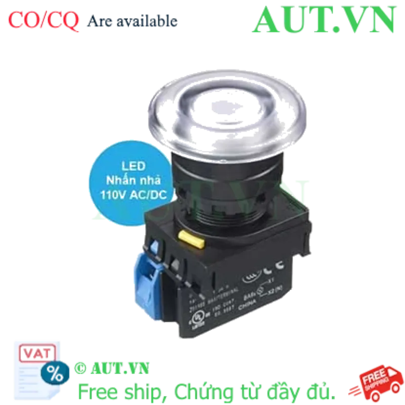 Ảnh của Nút nhấn nhả có đèn IDEC YW1L-M4E10QHPW 110VAC D22 1NO (Trắng)