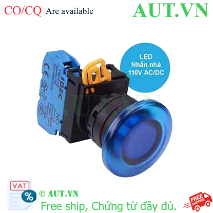 Ảnh của Nút nhấn nhả có đèn IDEC YW1L-M4E10QHS 110VAC D22 1NO (Xanh)
