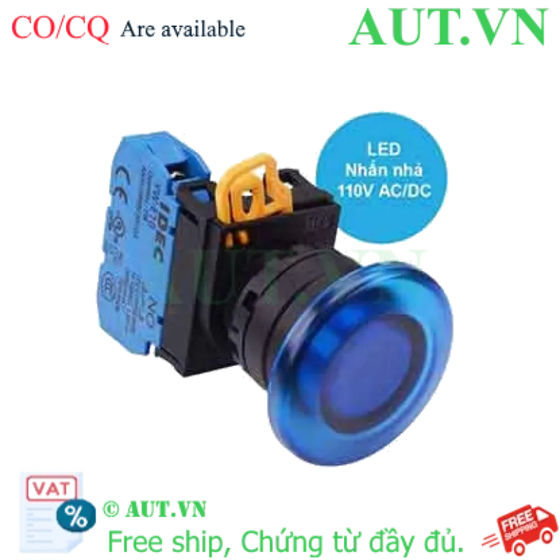 Ảnh của Nút nhấn nhả có đèn IDEC YW1L-M4E10QHS 110VAC D22 1NO (Xanh)