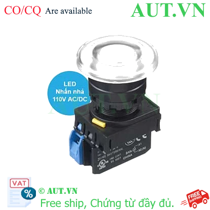 Ảnh của Nút nhấn nhả có đèn IDEC YW1L-M4E10QHW 110VAC D22 1NO (Trắng)