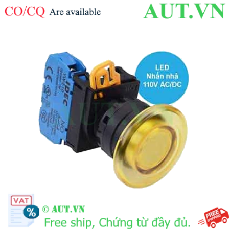 Ảnh của Nút nhấn nhả có đèn IDEC YW1L-M4E10QHY 110VAC D22 1NO (Vàng)