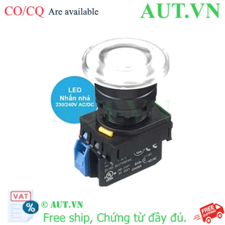 Ảnh của Nút nhấn nhả có đèn IDEC YW1L-M4E10QM3W 220VAC D22 1NO (Trắng)