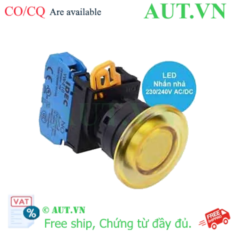 Ảnh của Nút nhấn nhả có đèn IDEC YW1L-M4E10QM3Y 220VAC D22 1NO (Vàng)