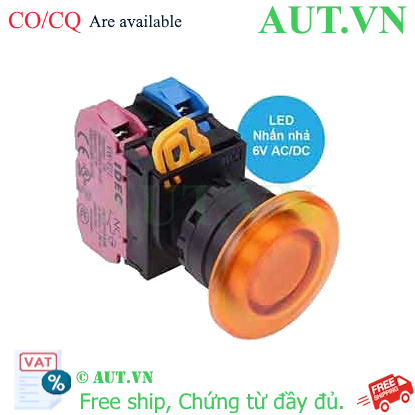 Ảnh của Nút nhấn nhả có đèn IDEC YW1L-M4E11Q2A 6VAC/DC D22 1NO+1NC (Hổ phách)