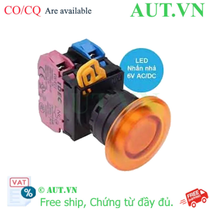 Ảnh của Nút nhấn nhả có đèn IDEC YW1L-M4E11Q2A 6VAC/DC D22 1NO+1NC (Hổ phách)