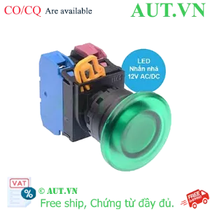Ảnh của Nút nhấn nhả có đèn IDEC YW1L-M4E11Q3G 12VAC/DC D22 1NO+1NC (Xanh)