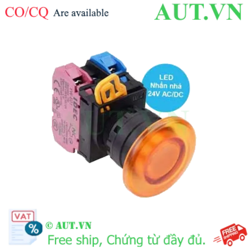 Ảnh của Nút nhấn nhả có đèn IDEC YW1L-M4E11Q4A 24VAC/DC D22 1NO+1NC (Hổ phách)