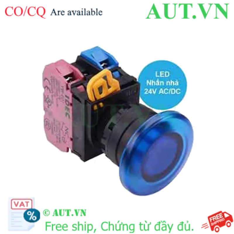 Ảnh của Nút nhấn nhả có đèn IDEC YW1L-M4E11Q4S 24VAC/DC D22 1NO+1NC (Xanh)
