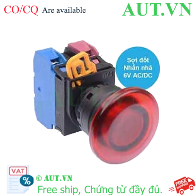 Ảnh của Nút nhấn nhả có đèn IDEC YW1L-M4E11Q5R 6VAC/DC D22 1NO+1NC (Đỏ)